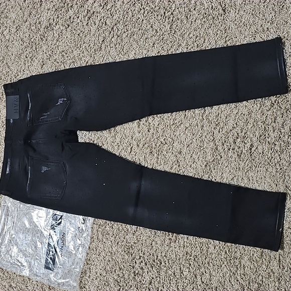 NWT 7TH HVN Crystal Stargaze Jet Jeans Black Denim 34 Skinny Embellished Slim - Picture 11 of 14